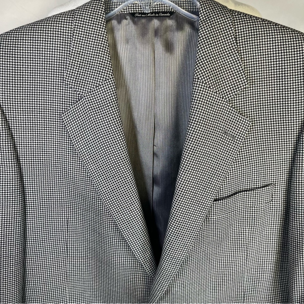 Jack Victor Loretowood Houndstooth Cashmere Blazer Black & White 44L Classic - Picture 2 of 11